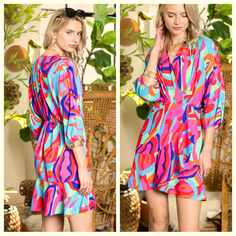 NWT Cezele Bright Ruffle Dress
